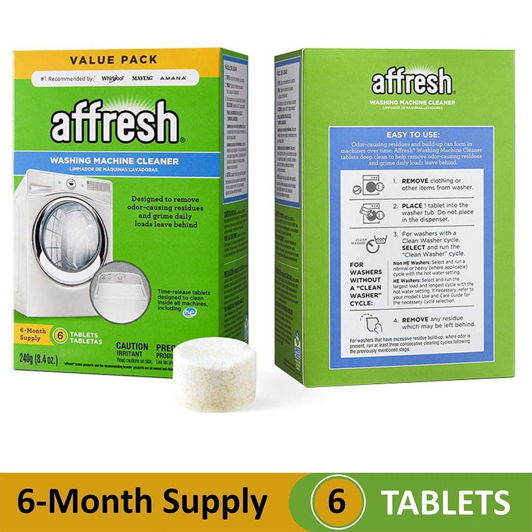  Affresh Washing Machine Cleaner, 6 Month Supply, Cleans Front  Load and Top Load Washers, Including HE : Health & Household