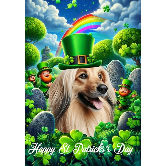 Afghan - Best of Breed Saint Patricks Day Outdoor House Flag 28" x 40" Mailbox Flag Dog Flag