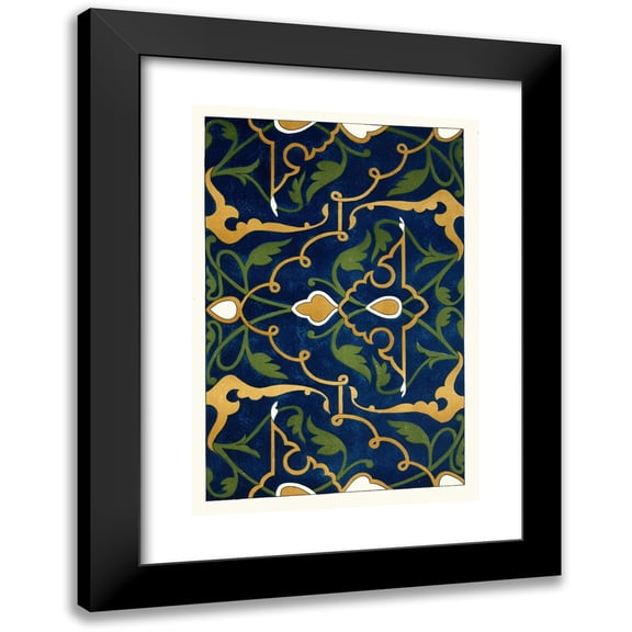 Afghan Boundary Commission 11x14 Black Modern Framed Museum Art Print Titled - 18 Plates of Ornamental Tiles from the Afghan Boundary Commission Pl 15 (1884)