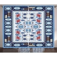 thumbnail image 1 of Ambesonne Afghan Curtains 2 Panel Set, Blue Toned Square Circle, 108" x 108", Multicolor, 1 of 3