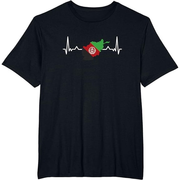 Afghan Flag Country Map Outline Heartbeat Afghanistan T-Shirt