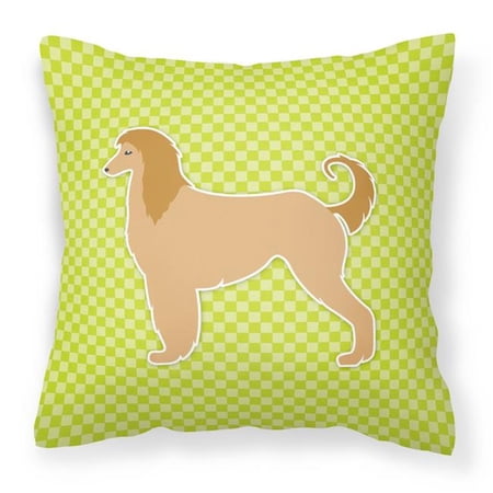 Afghan Hound Checkerboard Green Fabric Decorative Pillow