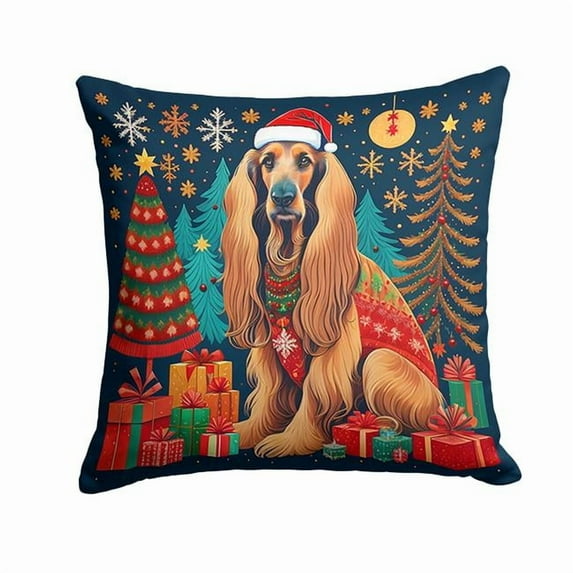 Afghan Hound Christmas Fabric Decorative Pillow 18 in x 18 in