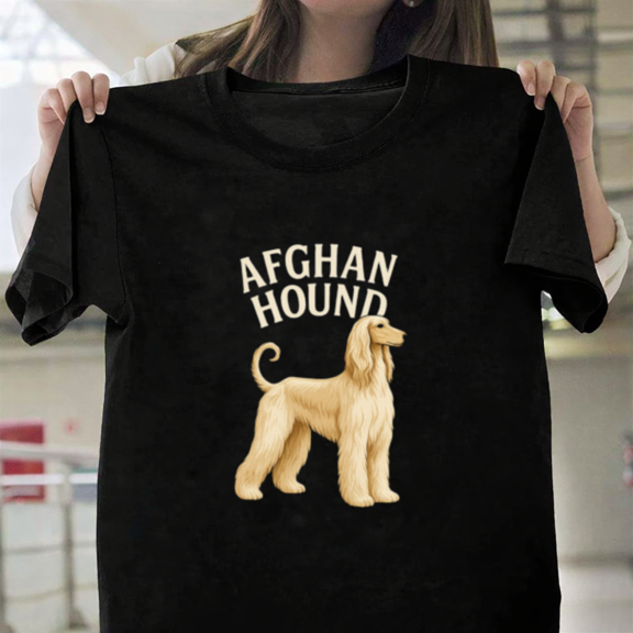 Afghan Hound Dog Art Elegant Long Haired Breed Animal Art Unisex T-Shirt, up to size 3XL.