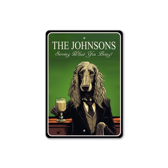 Afghan Hound Dog Custom Serving What You Bring Aluminum Metal Decor Sign - 4x18 inches