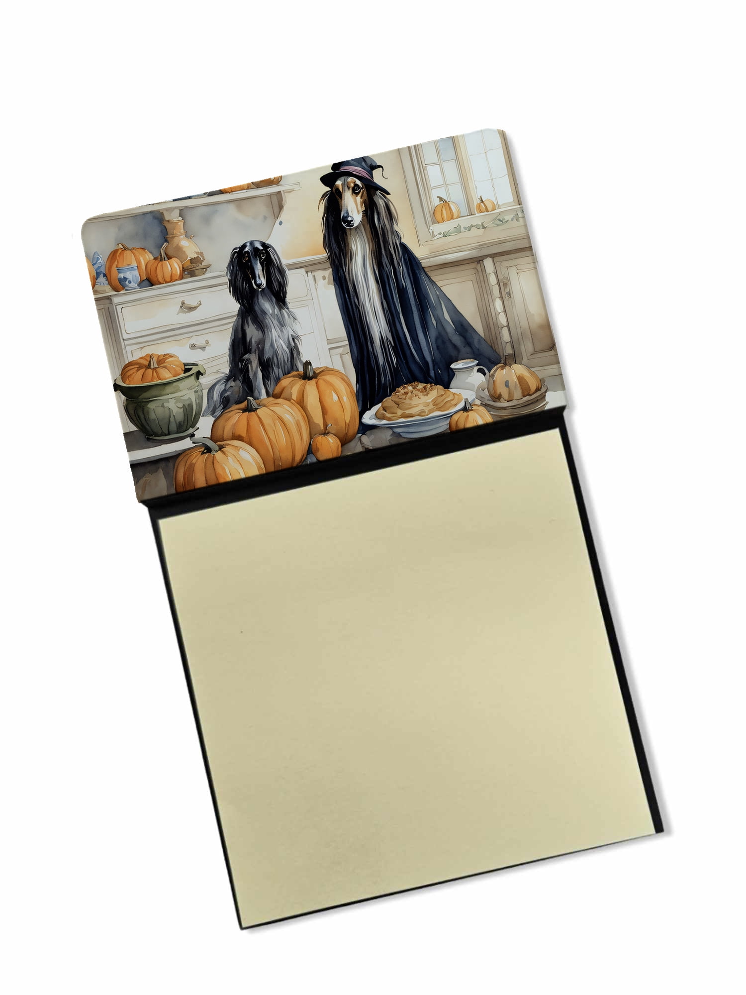 Afghan Hound Fall Kitchen Pumpkins Sticky Note Holder 3.25 in x 5.25 in