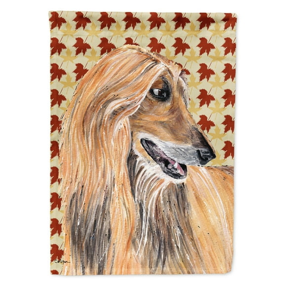 Afghan Hound Fall Leaves House Flag