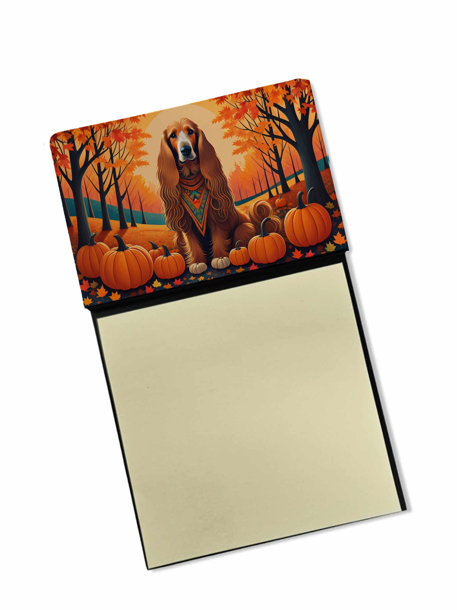 Afghan Hound Fall Sticky Note Holder 3.25 in x 5.25 in