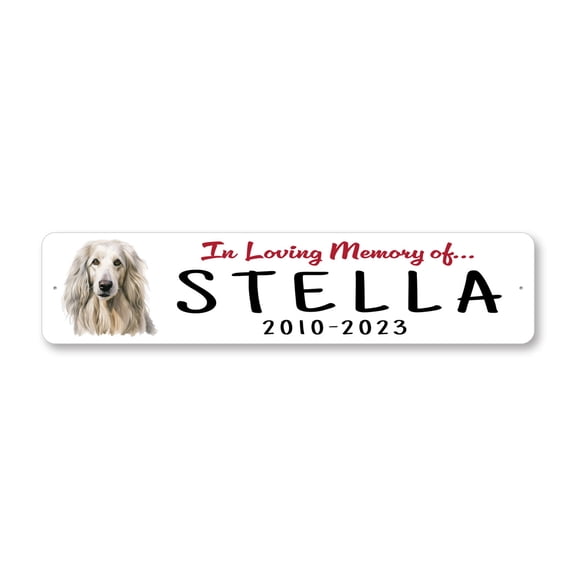 Afghan Hound In Loving Memory Pet Aluminum Metal Decor Sign - 4x18 inches