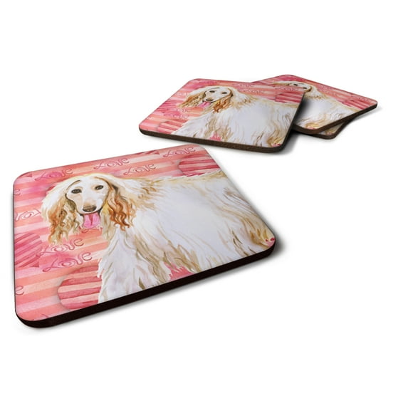 Afghan Hound Love Foam Coaster Set of 4 Red