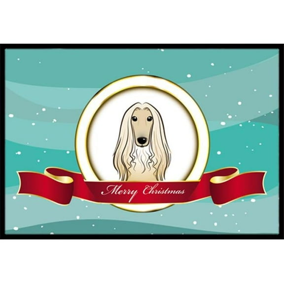 Afghan Hound Merry Christmas Indoor & Outdoor Mat- 24 x 36 in.