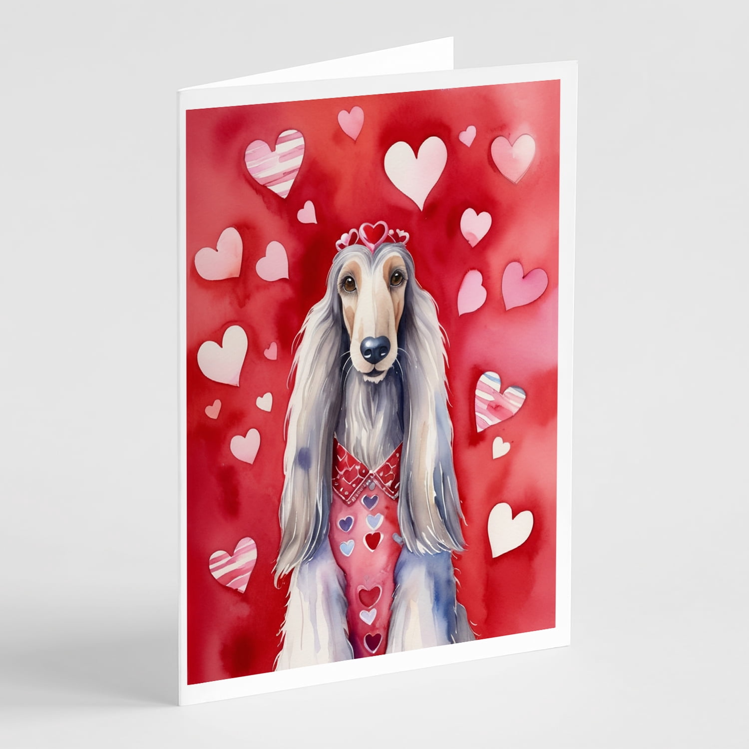 Afghan Hound My Valentine Greeting Cards Pack of 8 7 in x 5 in