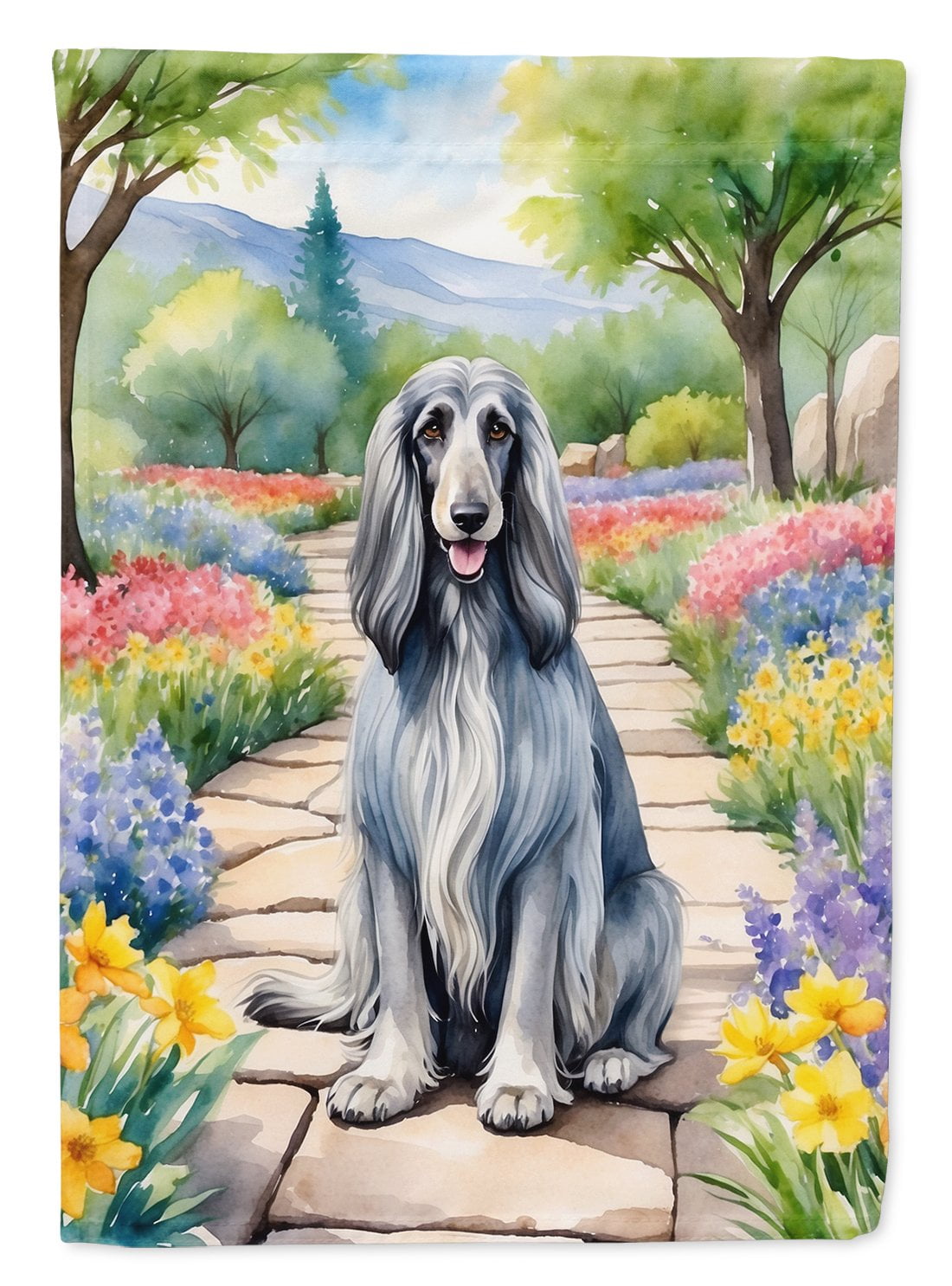 Afghan Hound Spring Garden House Flag 28 in x 40 in