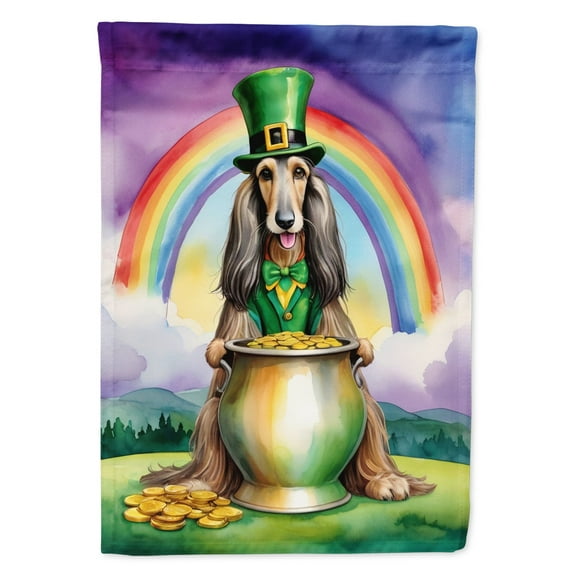 Afghan Hound St Patrick's Day Garden Flag 11.25 in x 15.5 in