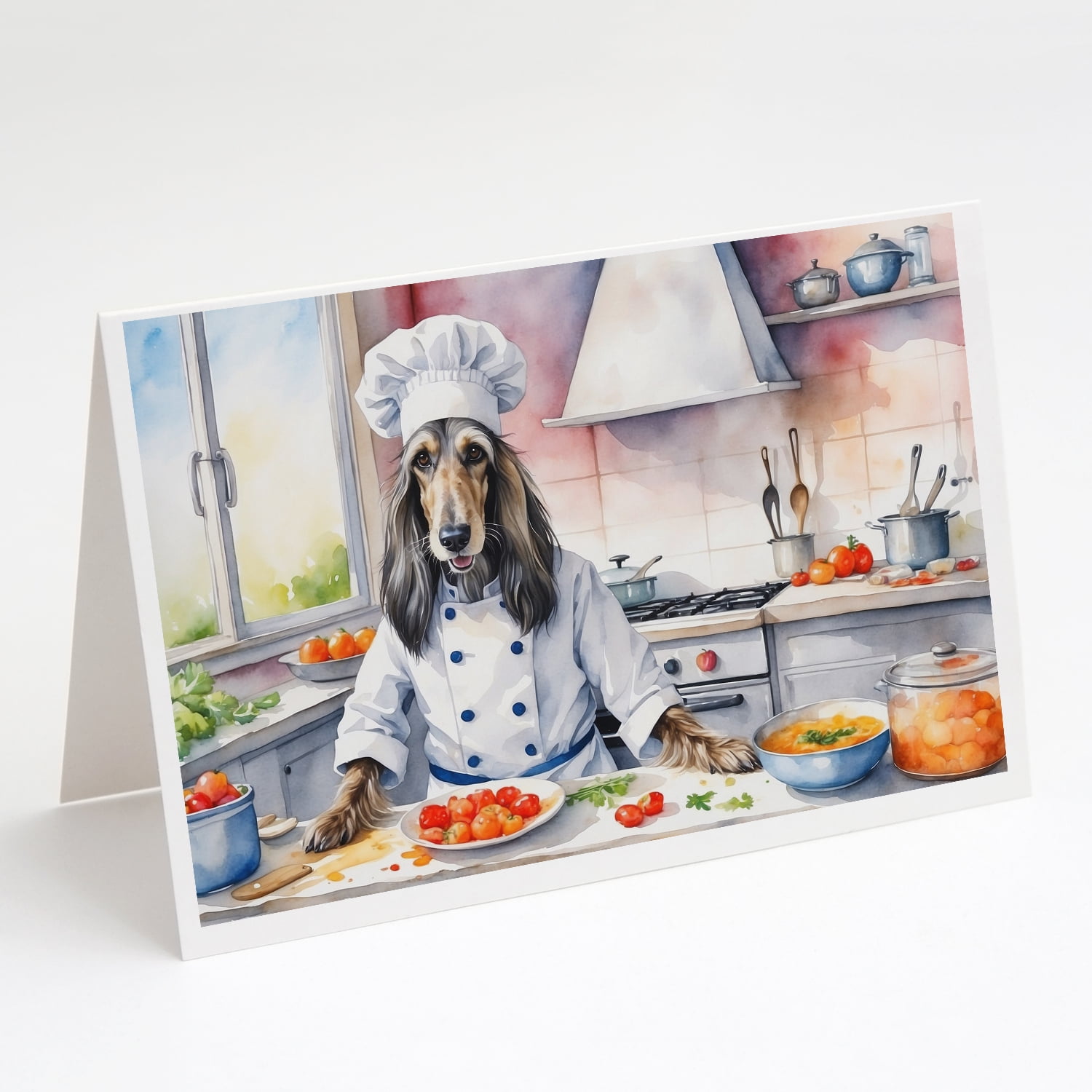 Afghan Hound The Chef Greeting Cards Pack of 8 7 in x 5 in