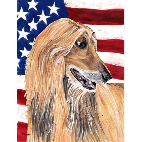 Afghan Hound USA Patriotic American Flag Flag Canvas House Size