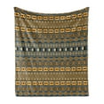 thumbnail image 1 of Afghan Soft Flannel Fleece Throw Blanket, Middle Eastern Geometric Shapes Squares Chevron and Rhombuses Arrangement, Cozy Plush for Indoor and Outdoor Use, 70" x 90", Multicolor, by Ambesonne, 1 of 5
