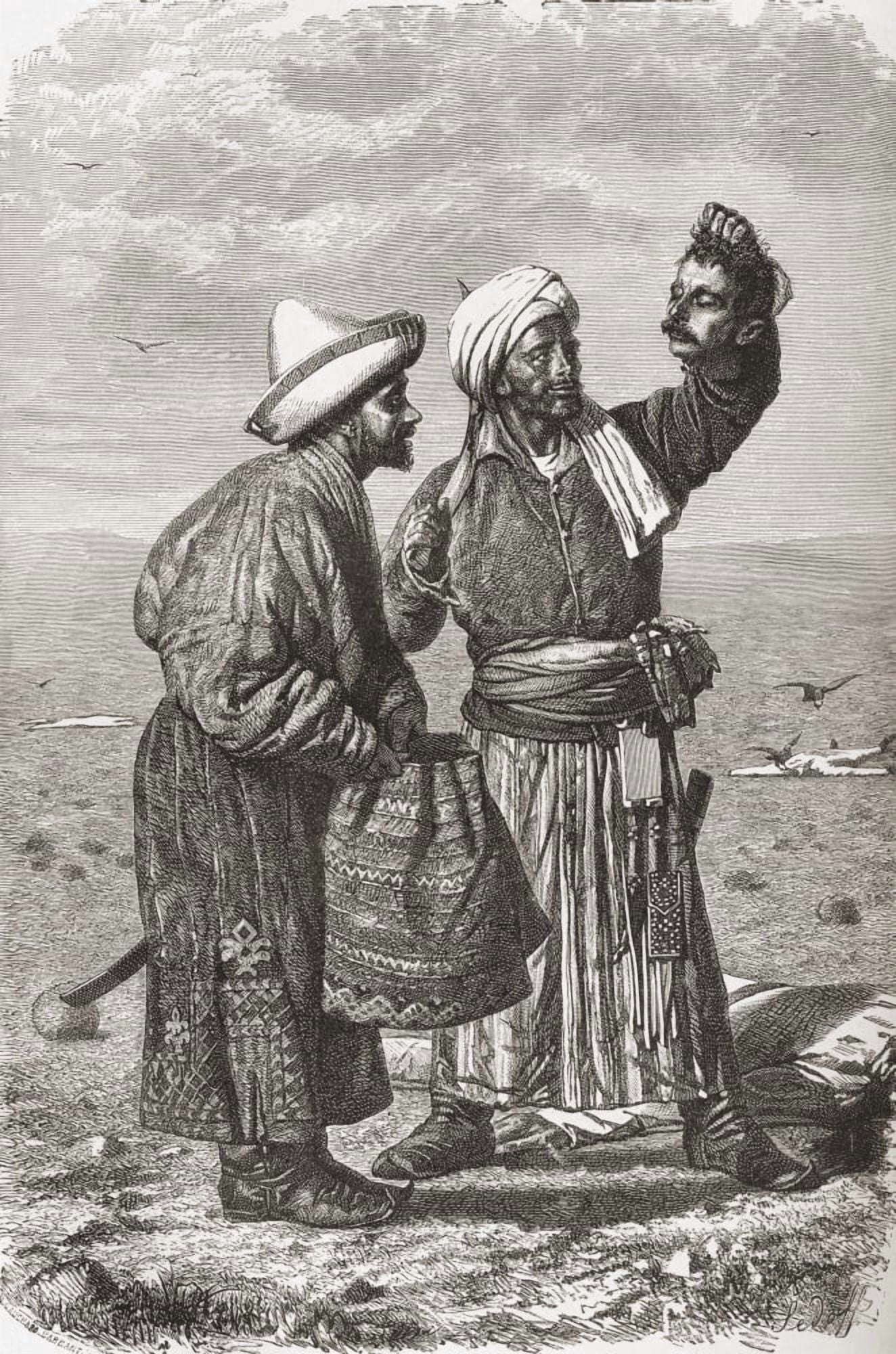 An Afghan Soldier Holding The Severed Head Of His Enemy In The 19Th Century From El Mundo En La Mano Published 1878 Canvas Art - Ken Welsh Design Pics (22 x 36)
