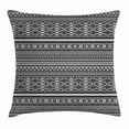 thumbnail image 1 of Afghan Throw Pillow Cushion Cover, Traditional Monochrome Herringbone Zigzag Stripes and Rhombuses Tribal Design, Decorative Square Accent Pillow Case, 16 X 16 Inches, Black and White, by Ambesonne, 1 of 2