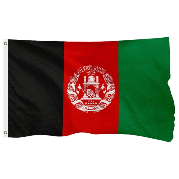 Afghanistan Afghan Flag, 400D Heavy Duty Polyester, Double-Sided Printing, Quadruple Stitched Fly Hem, Fade Resistant, 2 Brass Grommets, National Flag of Afghanistan for Home Outdoor