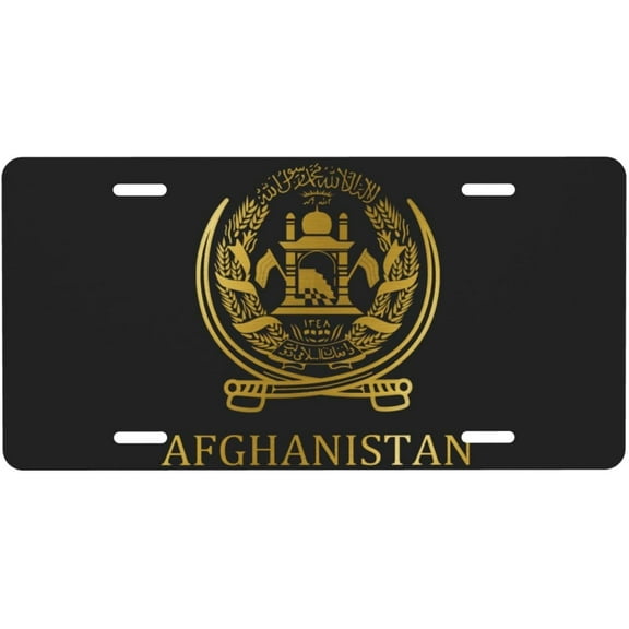 Afghanistan Afghan Flag Logo License Plate for Cars with 4 Holes 6x12 Inch Bar Pub Cafe Garage Home Wall Decor Unisex-Adult Metal License Plate Tag
