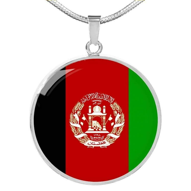 Afghanistan Flag Necklace Stainless Steel or 18k Gold 18-22