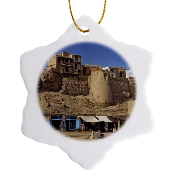3drose, Afghanistan, Ghazni, Village Bazaar -as01 Rer0058 - Ric Ergenbright, 3 inch Snowflake Porcelain Ornament