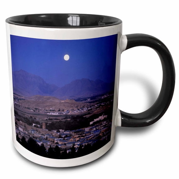 3drose, Afghanistan, Kabul, Full Moon-as01 Rer0077 - Ric Ergenbright, 11oz Two-tone Black Mug