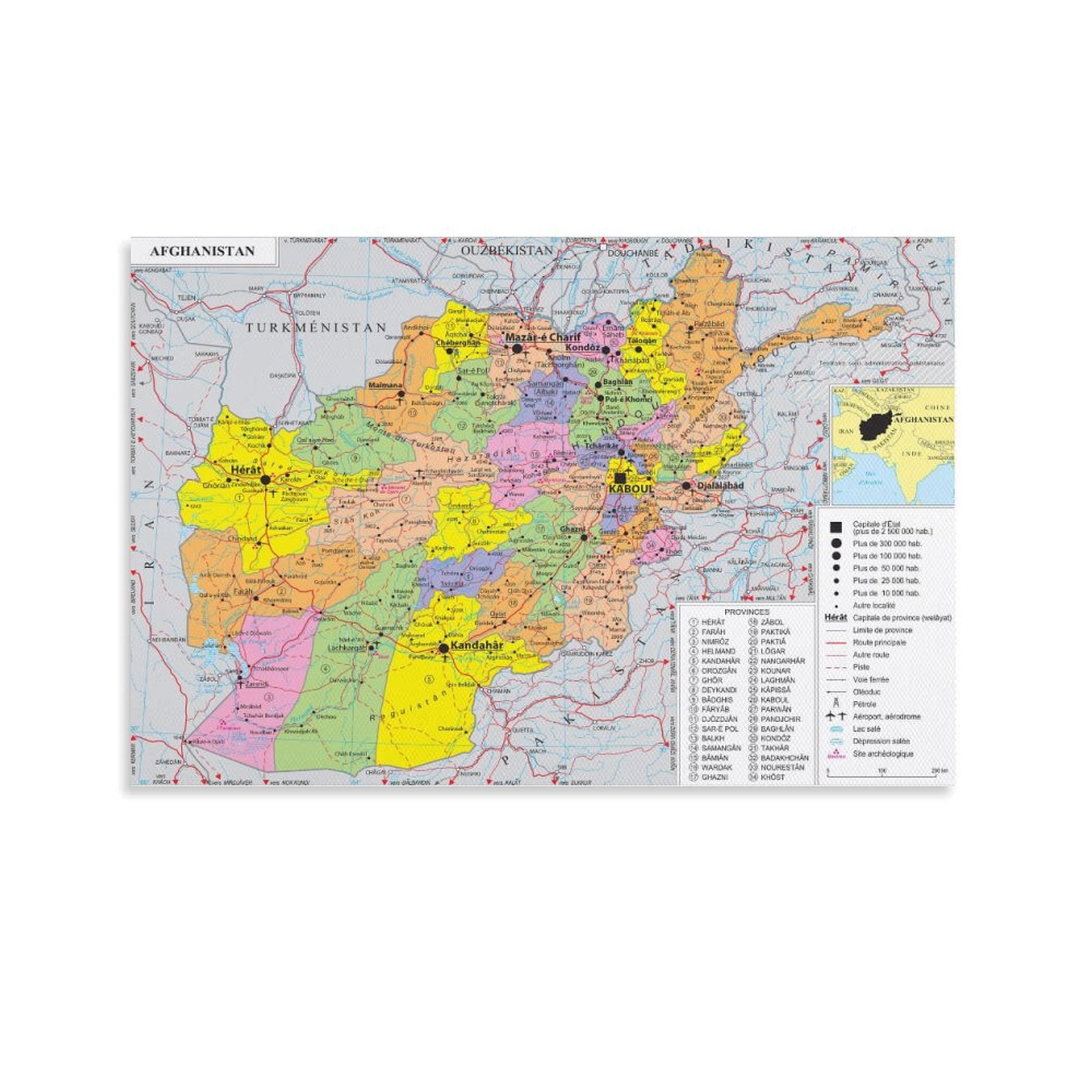 Afghanistan Map Posters Canvas Poster Wall Art Picture Prints Hanging ...