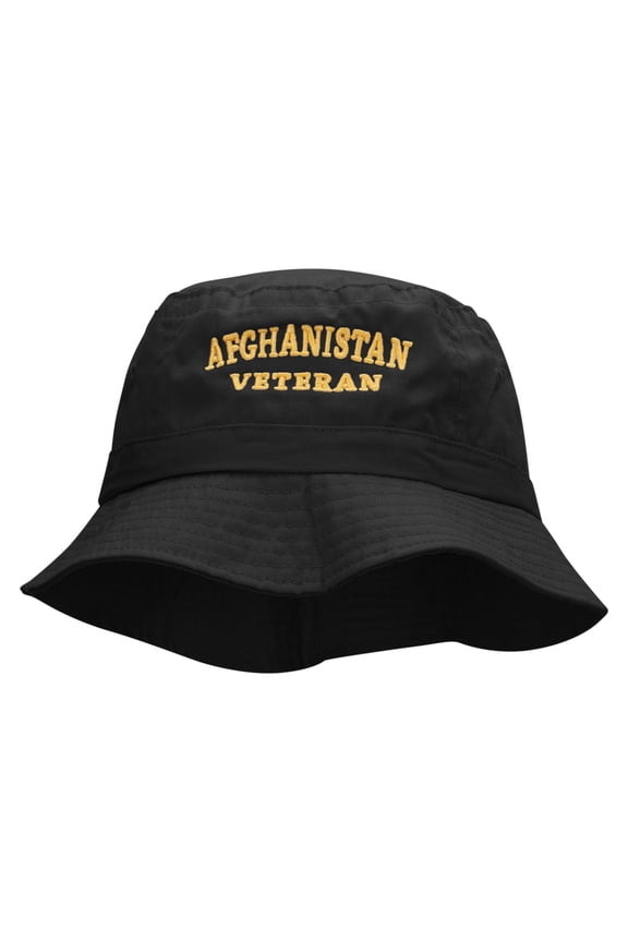 Afghanistan Veteran Embroidered Bucket Hat - Black OSFM