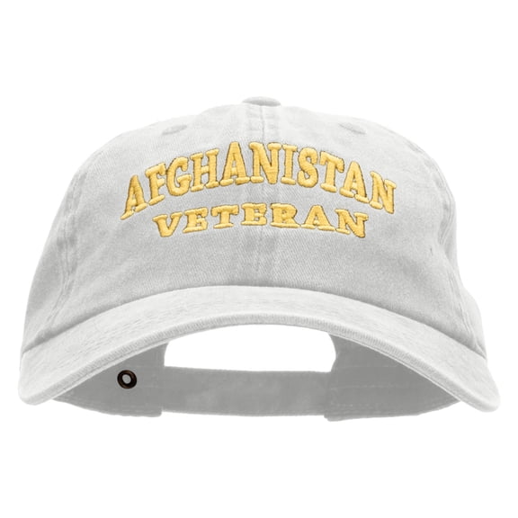 Afghanistan Veteran Embroidered Washed Cotton Brass Buckle Cap - White OSFM