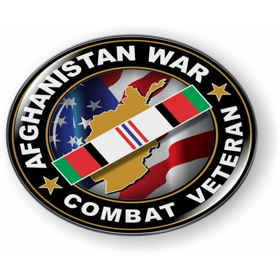 Afghanistan War Combat Veteran 3D Domed CAR Emblem Badge Sticker Round Flexible Round