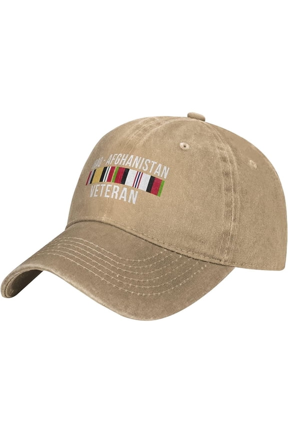 Afghanistan and Iraq Veteran Baseball Caps Unisex Adjustable Sun Hat Can Be Washed Leisure Dad Hat Natural