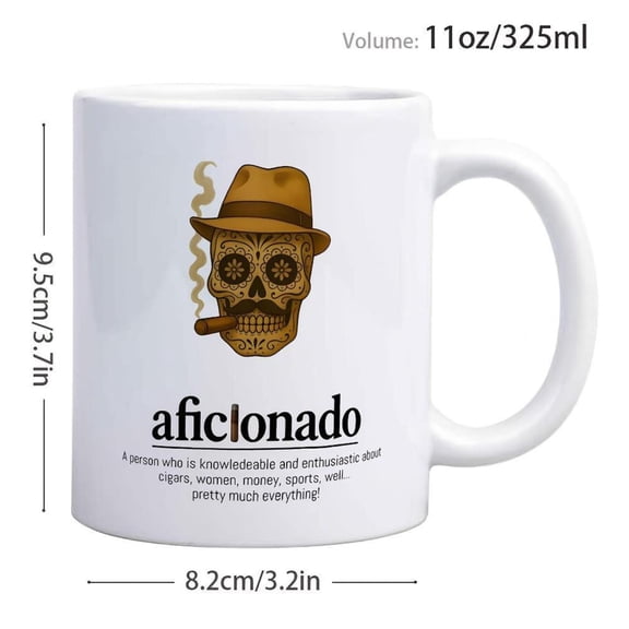 Aficlonado 1pc 11oz Ceramic Coffee Mug with Mexican Skull Pattern Funny Humorous Family Mug Ideal Birthday Thanksgiving Home Man Husband Dad Papa Grandpa Uncle Abuelo
