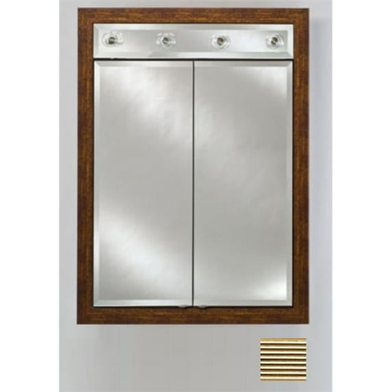 Afina Corporation DD-LC3140RMERGS 31x40 Contemporary Integral Lighted Double Door - Meridian Antique Silver with Gold Caps