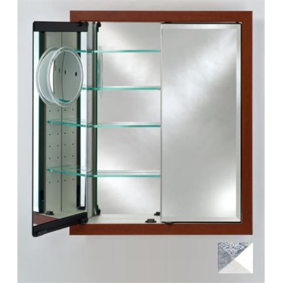Afina Corporation DD3136RMERSV 31 in.x 36 in.Recessed Double Door Cabinet - Meridian Antique Silver-Silver Caps