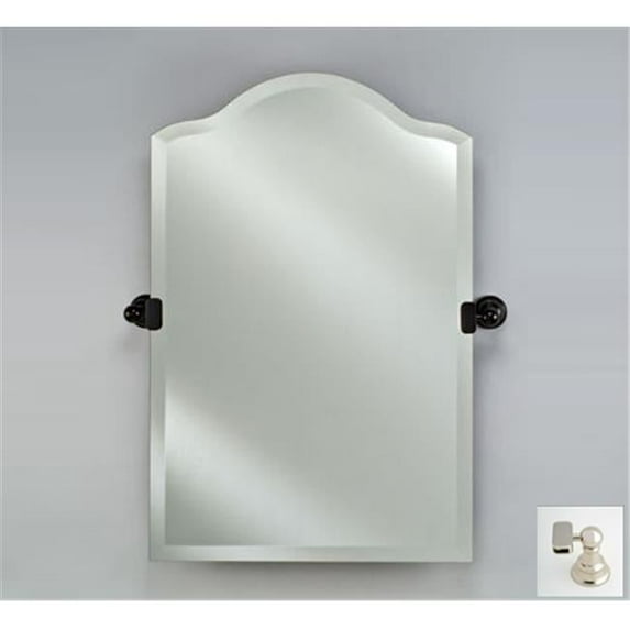 Afina Corporation RM-725-PN-T 16X25 SCALLOP TOP FRAMELESS WITH TILT BRACKETS POLISHED NICKEL TRADITIONAL BRACKETS