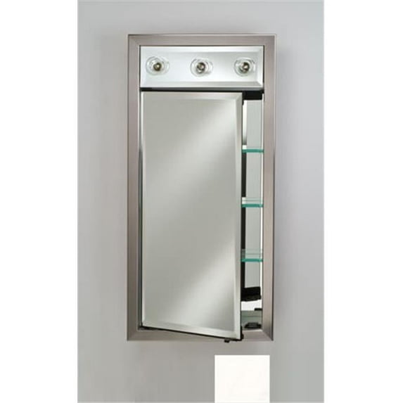 Afina Corporation SD-LC1730RARLWT 17 in.x 30 in.Recessed Single Door Cabinet with Contemporary Lights - Arlington White