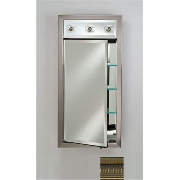 Afina Corporation SD-LC1730RROMGD 17 in.x 30 in.Recessed Single Door Cabinet with Contemporary Lights - Roman Gold