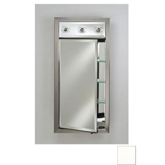 Afina Corporation SD-LC2434RARLWT 24 in.x 34 in.Recessed Single Door Cabinet with Contemporary Lights - Arlington White