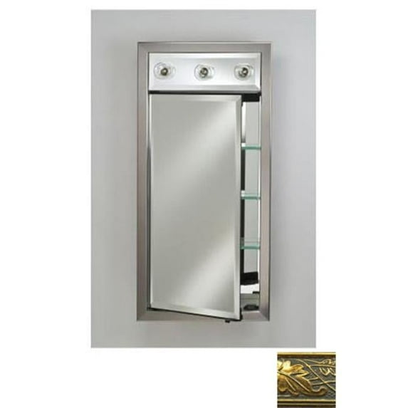 Afina Corporation SD-LC2434RARSGD 24 in.x 34 in.Recessed Single Door Cabinet with Contemporary Lights - Aristocrat Gold