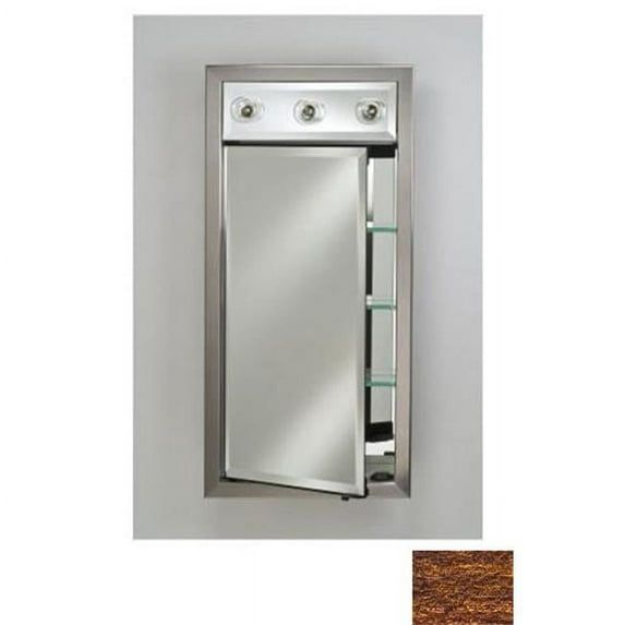 Afina Corporation SD-LC2434RTRICO 24 in.x 34 in.Recessed Single Door Cabinet with Contemporary Lights - Tribeca Hammered Copper