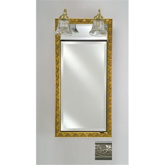 Afina Corporation SD-LT1734RARSSV 17 in.x 34 in.Recessed Single Door Cabinet with Traditional Lights - Aristocrat Silver