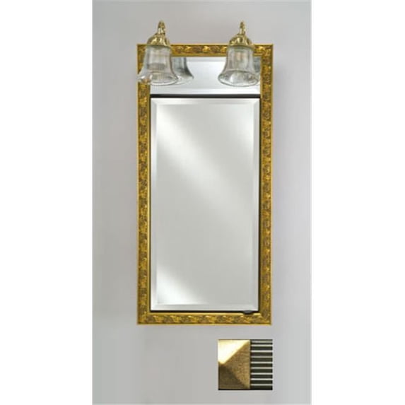 Afina Corporation SD-LT1734RMERSG 17 in.x 34 in.Recessed Single Door Cabinet with Traditional Lights - Meridian Sv-Gd