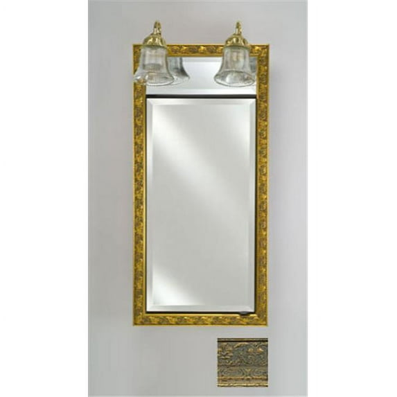 Afina Corporation SD-LT2030RREGGD 20 in.x 30 in.Recessed Single Door Cabinet with Traditional Lights - Regal Gold