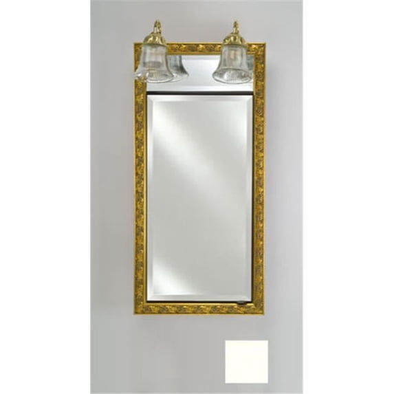 Afina Corporation SD-LT2434RCOLWT 24 in.x 34 in.Recessed Single Door Cabinet with Traditional Lights - Colorgrain White