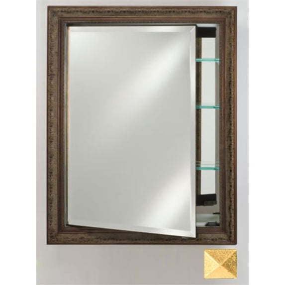 Afina Corporation SD2436RMERSG 24 in.x 36''-Recessed Single Door Cabinet - Meridian Antique Gold-Silver Caps
