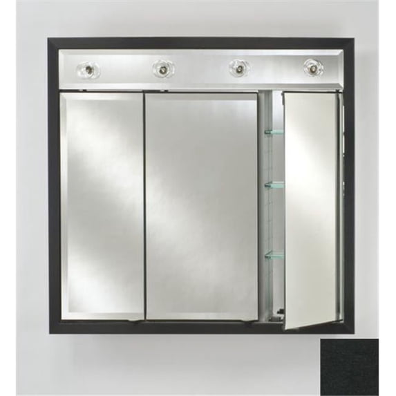 Afina Corporation TD-LC3434RCOLBK 34 in.x 34 in.Recessed Triple Door Cabinet with Contemporary Lights - Colorgrain Black