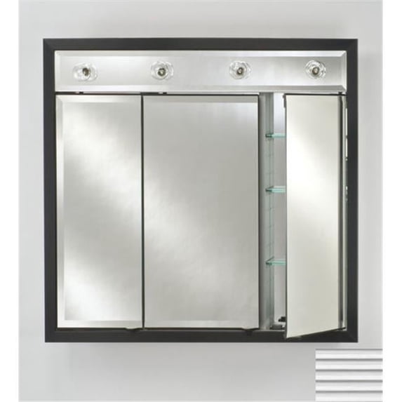 Afina Corporation TD-LC3434RSOHFC 34 in.x 34 in.Recessed Triple Door Cabinet with Contemporary Lights - Soho Fluted Chrome