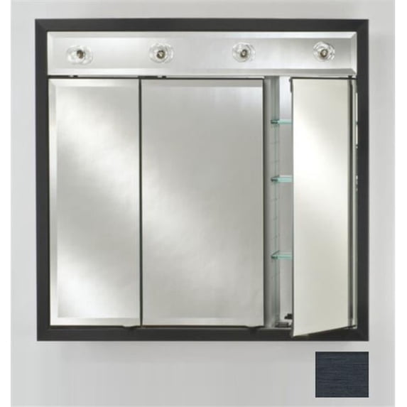 Afina Corporation TD-LC3834RSOHBK 38 in.x 34 in.Recessed Triple Door Cabinet with Contemporary Lights - Soho Brushed Black